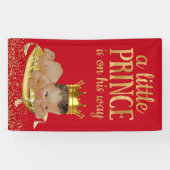 Rood en Goud Etnisch Prince Baby shower Spandoek (Horizontaal)