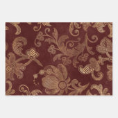  Rood en Goud Faux Floral Velvet Kerstmis Inpakpapier Vel (Voorkant 2)