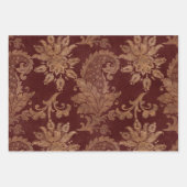  Rood en Goud Faux Floral Velvet Kerstmis Inpakpapier Vel (Voorkant)
