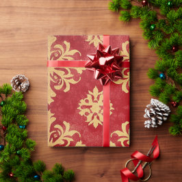 Rood en goud feestelijke kerstpatronen cadeaupapier