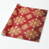 Rood en goud feestelijke kerstpatronen cadeaupapier (Uitgerold)