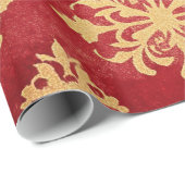 Rood en goud feestelijke kerstpatronen cadeaupapier (Rol Hoek)