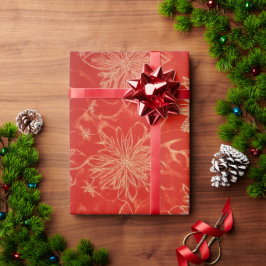 Rood en goud feestelijke kerstpatronen cadeaupapier