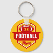Rood en Goud Football Mom Jersey Nummer Foto Sleutelhanger (Voorkant)