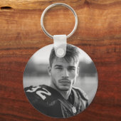 Rood en Goud Football Mom Jersey Nummer Foto Sleutelhanger (Achterkant)