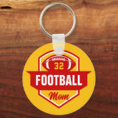 Rood en Goud Football Mom Jersey Nummer Foto Sleutelhanger (Voorkant)
