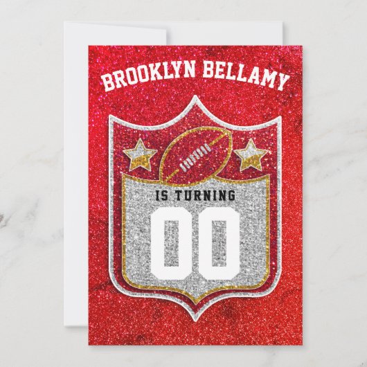 Rood en Goud Football Team Kleuren Quarterback Kaart (Voorkant)