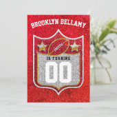 Rood en Goud Football Team Kleuren Quarterback Kaart (Staand voorkant)