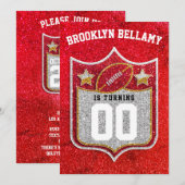 Rood en Goud Football Team Kleuren Quarterback Kaart (Voorkant / Achterkant)