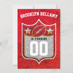 Rood en Goud Football Team Kleuren Quarterback Kaart