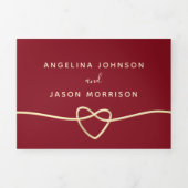 Rood en goud foto bruiloft drievoudig uitnodigen drieluik uitnodiging (Cover)