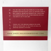 Rood en goud foto bruiloft drievoudig uitnodigen drieluik uitnodiging (Binnenzijde eerst)