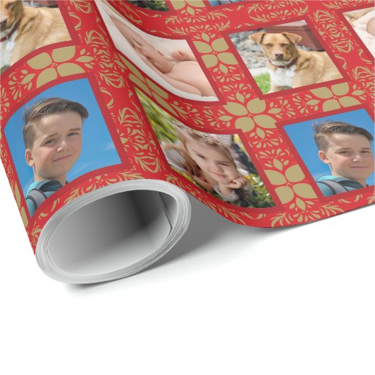 Rood en goud fotovakantie cadeaupapier (Rol Hoek)