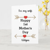 Rood en Goud Gelukkig 1e Moederdag Kaart voor Vrou (Gele Bloem)