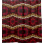 Rood en goud geometrisch groot patroon douchegordijn (Voorkant)