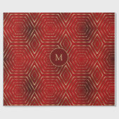  rood en goud geometrisch patroon cadeaupapier (Vlak)