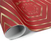  rood en goud geometrisch patroon cadeaupapier (Rol Hoek)