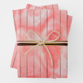 Rood en Goud Geometrische Strepen Roze Marmer Inpakpapier Vel (In situ)