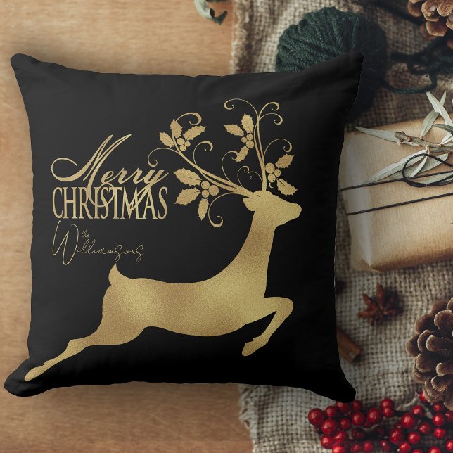 Rood en goud geruite vrolijke kerstbank kussen (Cristmas pillows, retro Christmas personalized throw pillows holiday decor for living room)