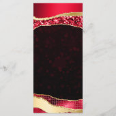 Rood en Goud Glam Tranen Bokeh Bruiloft Menu (Achterkant)