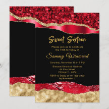Rood en Goud Glam Tranen Sweet Sixteen
