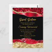 Rood en goud glamor tranen Sweet Sixteen Briefkaart (Voorkant / Achterkant)