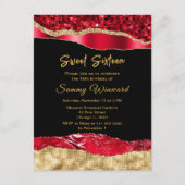 Rood en goud glamor tranen Sweet Sixteen Briefkaart (Voorkant)