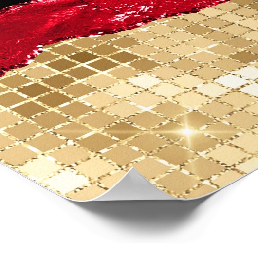 Rood en goud glamour vreugdevol nieuwjaar poster (Hoek)