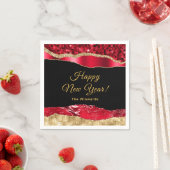 Rood en goud glamour vreugdevol nieuwjaar servet (Insitu)