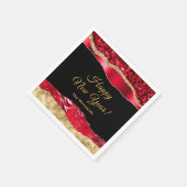 Rood en goud glamour vreugdevol nieuwjaar servet (Hoek)