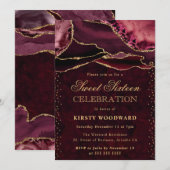 Rood en Goud Glitter Agaat Sweet 16 Kaart (Voorkant / Achterkant)