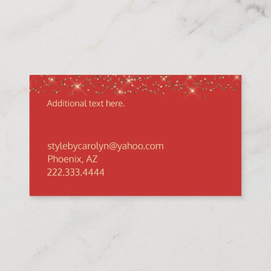 Rood en Goud Glittery Visitekaartje (Achterkant)