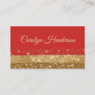Rood en Goud Glittery Visitekaartje