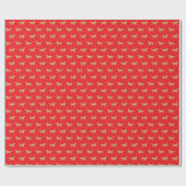 Rood en Goud Golden Retriever Kerstmis Cadeaupapier (Vlak)