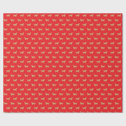 Rood en Goud Golden Retriever Kerstmis Cadeaupapier (Vlak)