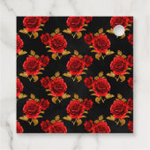 Rood en Goud Gotische Schedel en Rozen Bedankjes Labels (Achterkant)