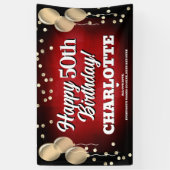 Rood en goud Happy Birthday Banner (Verticaal)