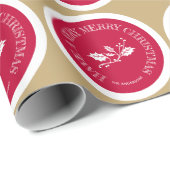 Rood en goud hebben een heel prettig kerstfeest cadeaupapier (Rol Hoek)