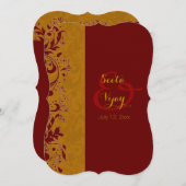 Rood en goud Hindu Wedding Kaart (Voorkant / Achterkant)