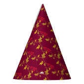 Rood en goud holly en bessen kerstpatroon feesthoedjes (Links)