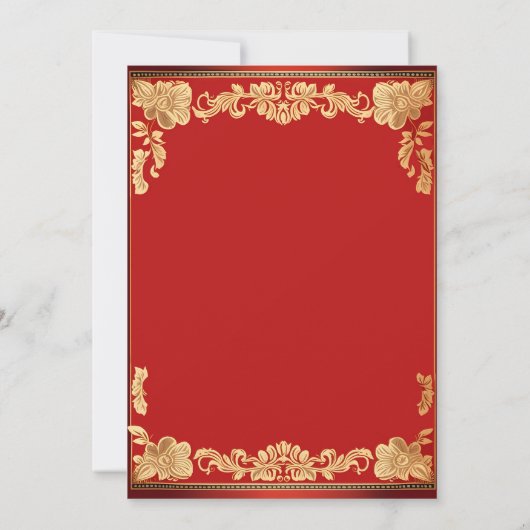 Rood en goud Indiase bruiloft olifanten sjabloon Kaart (Achterkant)