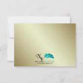 Rood en Goud Indiase Damask Wedding Response Kaart (Achterkant)