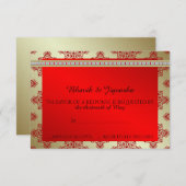 Rood en Goud Indiase Damask Wedding Response Kaart (Voorkant / Achterkant)