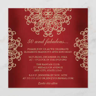 ROOD EN GOUD INDIASE GEÏNSPIREERDE VERJAARDAG KAART