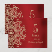 ROOD EN GOUD INDIASE TROUWTAFEL NUMMER KAART (Voorkant / Achterkant)