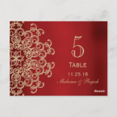 ROOD EN GOUD INDIASE TROUWTAFEL NUMMER KAART (Achterkant)