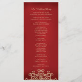 Rood en Goud Indisch Geïnspireerd Huwelijksprogram Programmakaart (Achterkant)