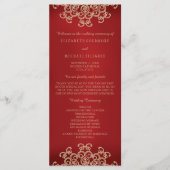 Rood en Goud Indisch Geïnspireerd Huwelijksprogram Programmakaart (Voorkant)