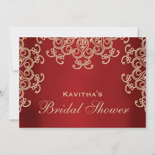 Rood en Goud Indisch Geïnspireerd Vrijgezellenfees Kaart (Achterkant)