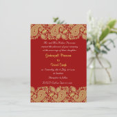 Rood en goud Indische bruiloft Kaart (Staand voorkant)